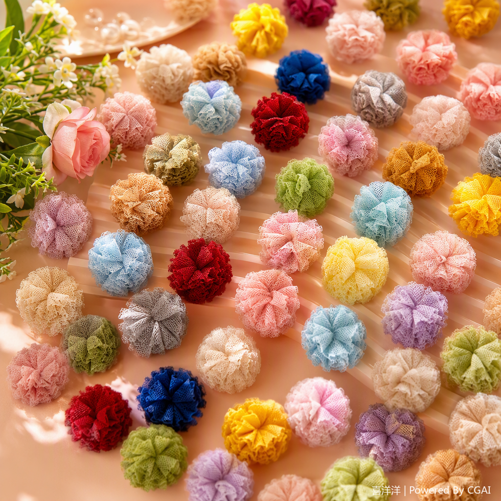 Elastic ball creative fabric flower sample card children's toy DIY gift decoration Fun ball bouncing toy Specification image