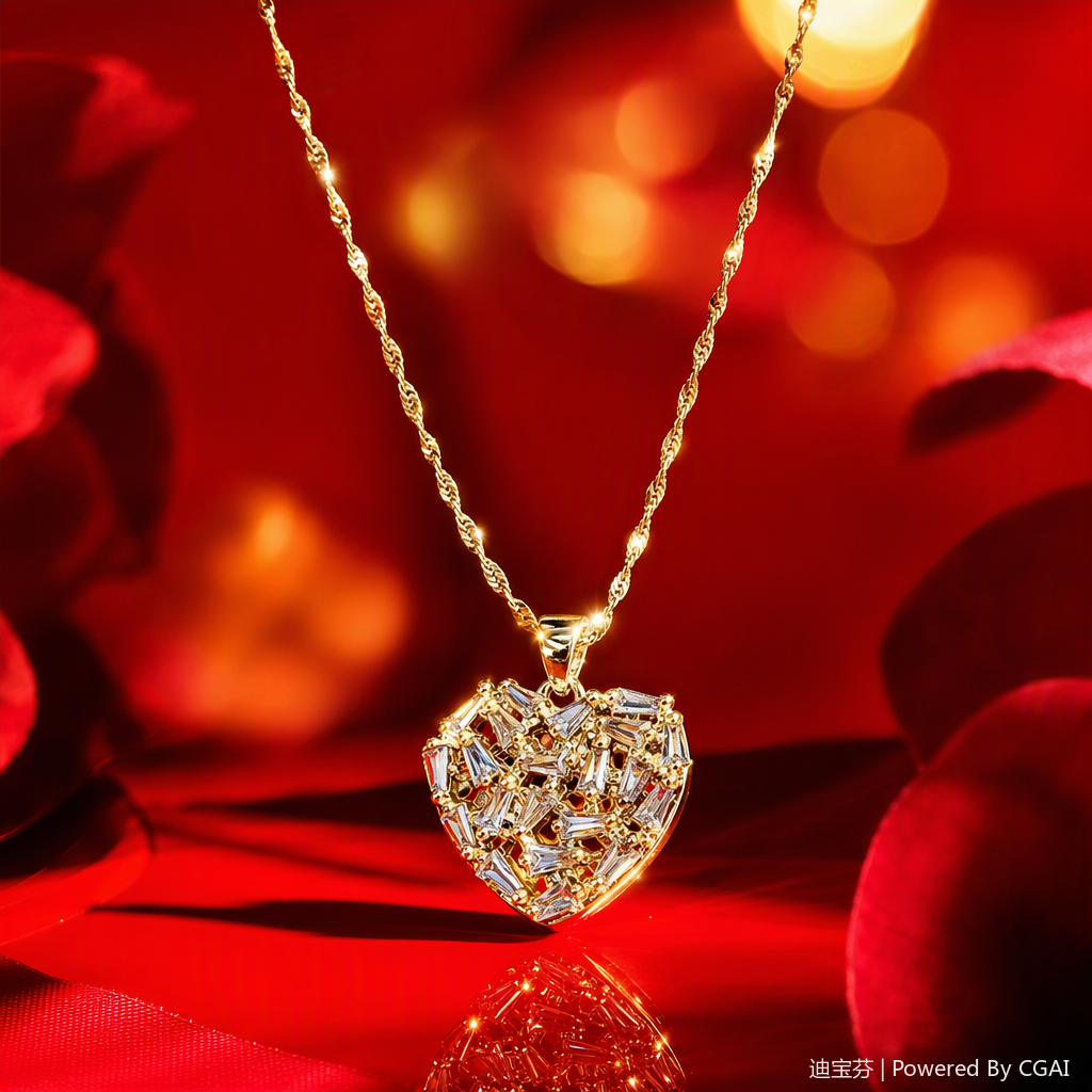 Cadena de oro corazón lleno de diamantes colgante collar moda versátil mujer accesorios regalo para novia Specification image
