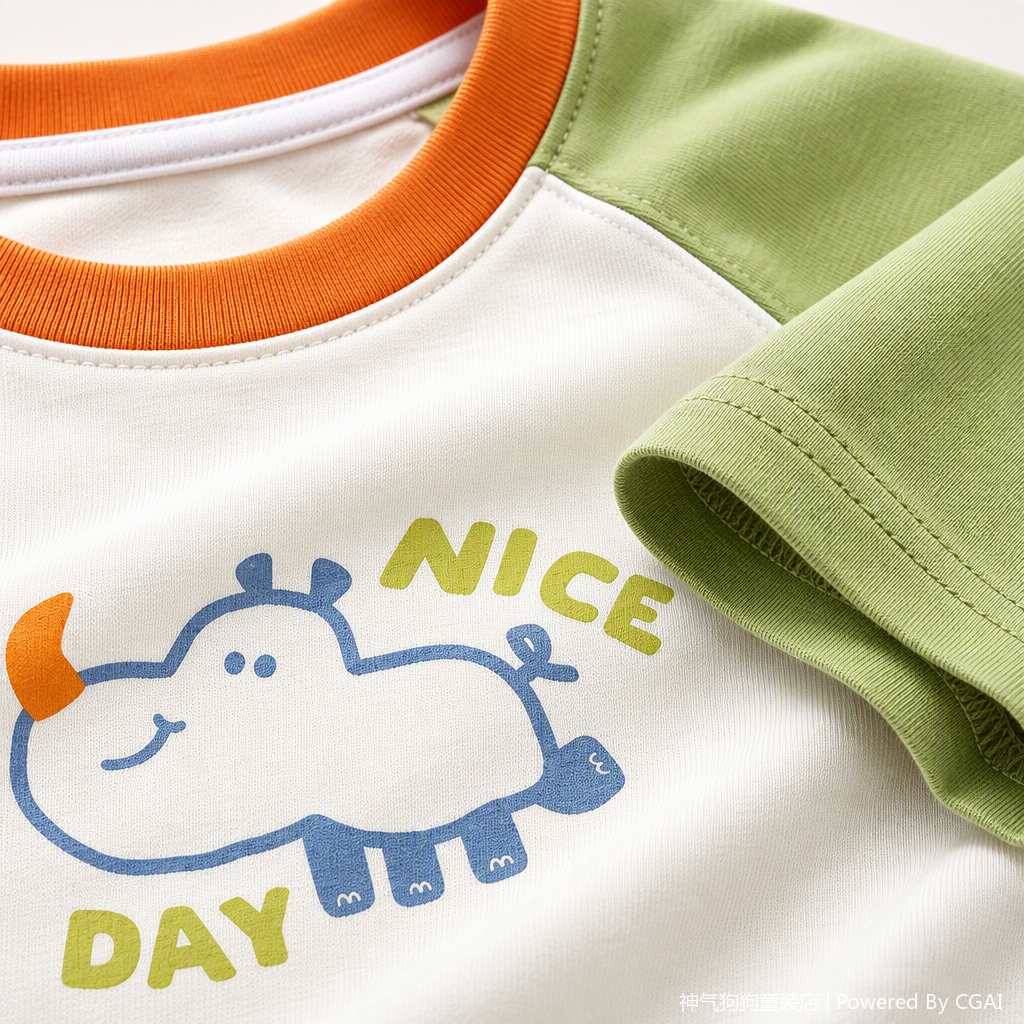 Cute cartoon-printed pure cotton children's T-shirt for spring and summer, a trendy casual top for babies Specification image