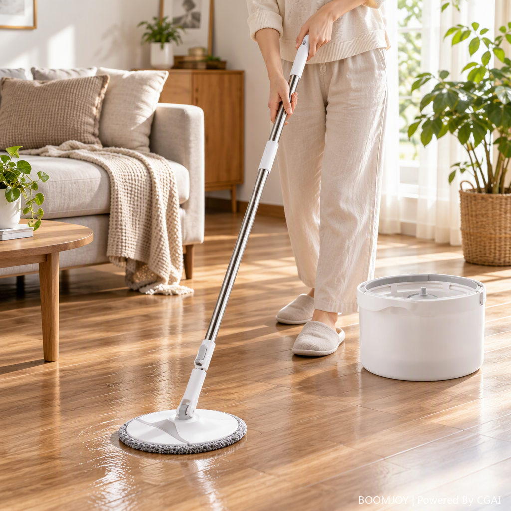 This multi-functional rotating mop set comes with a bucket for household floor cleaning. It is a hand-pressed rotating mop that is convenient and practical for cleaning details Picture