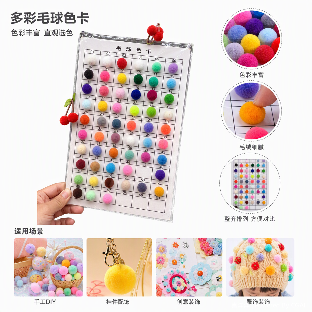 Color pompón set tarjeta de color tablero de exhibición hecho a mano DIY artículos decorativos juguetes para niños regalos creativos