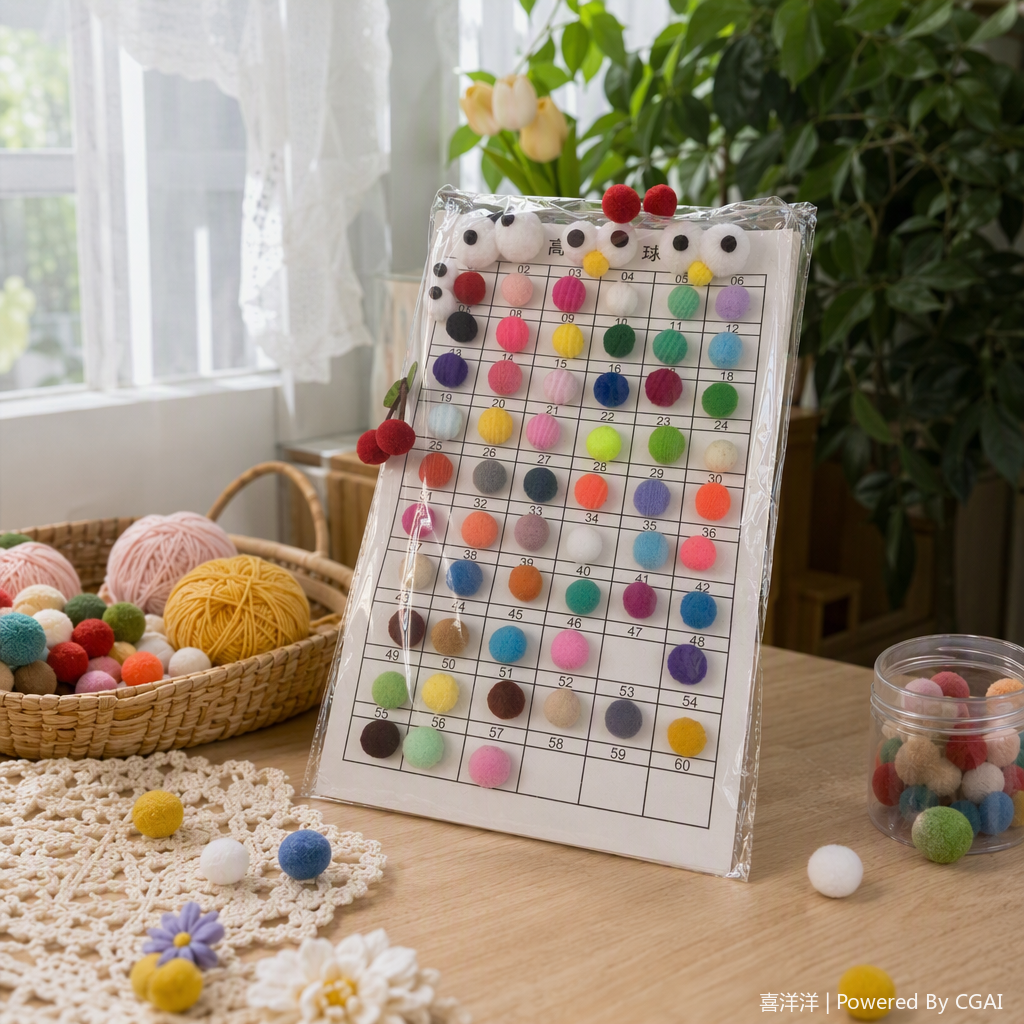 Colorful plush ball set, color card display board, DIY decorative items, children's toys, creative gifts details Picture