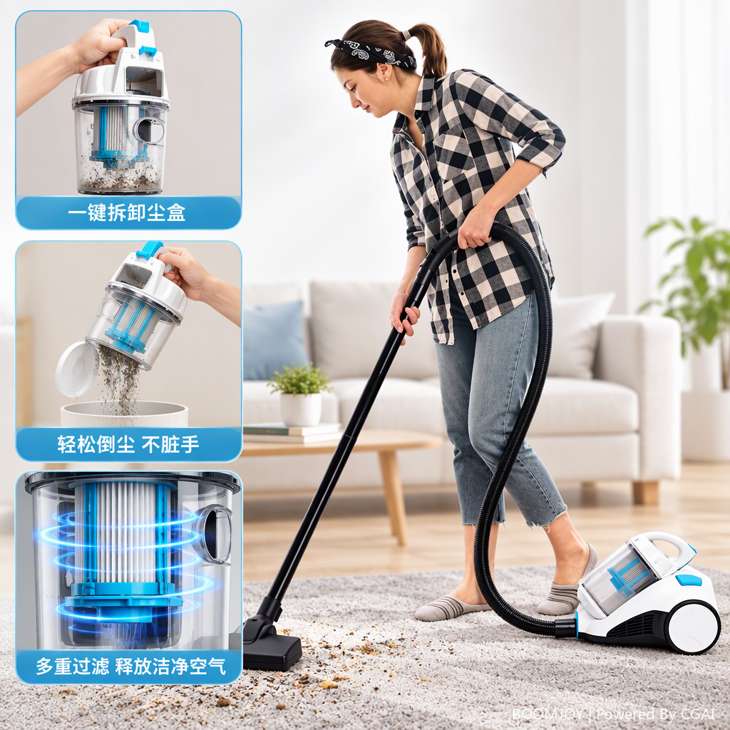 Portable handheld vacuum cleaner, a quiet, lightweight and multi-functional cleaning wonder for women's home use
