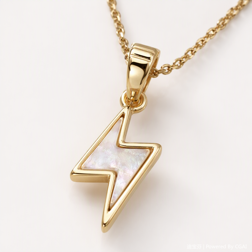 The golden lightning-shaped fashionable pendant necklace is simple and versatile, a perfect accessory for girls, students and couples Application Scenario