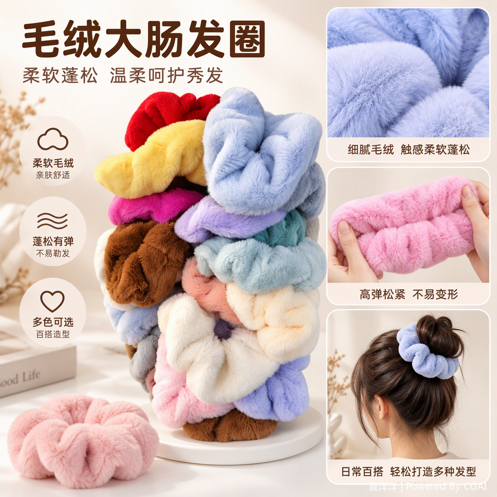 Multicolor adorable peluche peluche adornos para el pelo niños paquete de pelo suave banda elástica cuerda de pelo clips para el pelo accesorios para el pelo