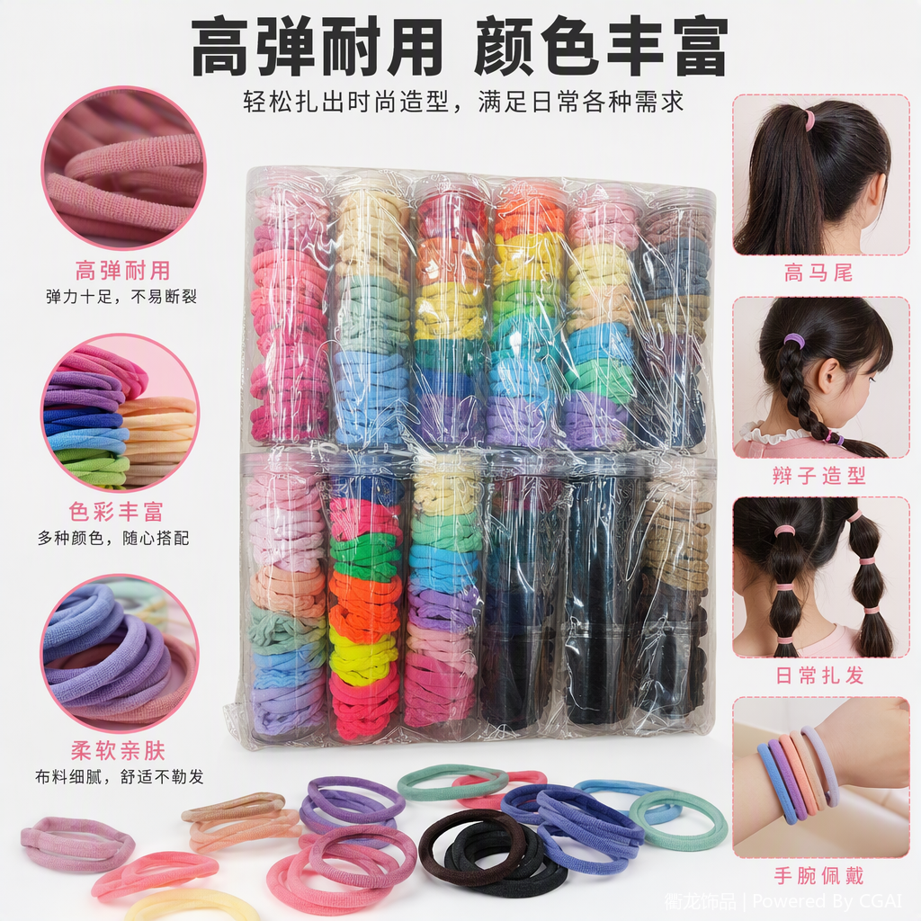 多色发圈套装少女韩版百搭发饰头发绑发橡皮筋发绳发饰配件