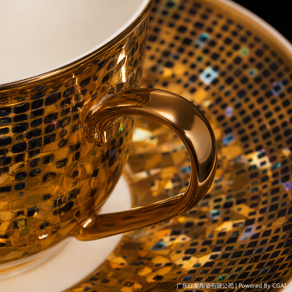 كأس القهوة الخزفية المصنوعة من أزياء مع مقبض مختصر لكأس الإفطار الإبداعي، 380ML Item Picture