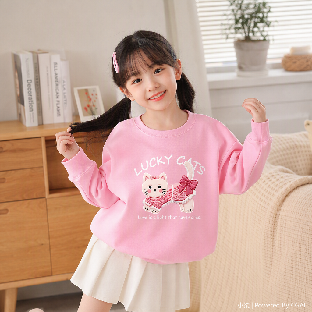 Children's spring and autumn fleece hoodie, baby cartoon casual top, children's autumn new children's hoodie, trendy style, versatile sportswear for boys and girls details Picture