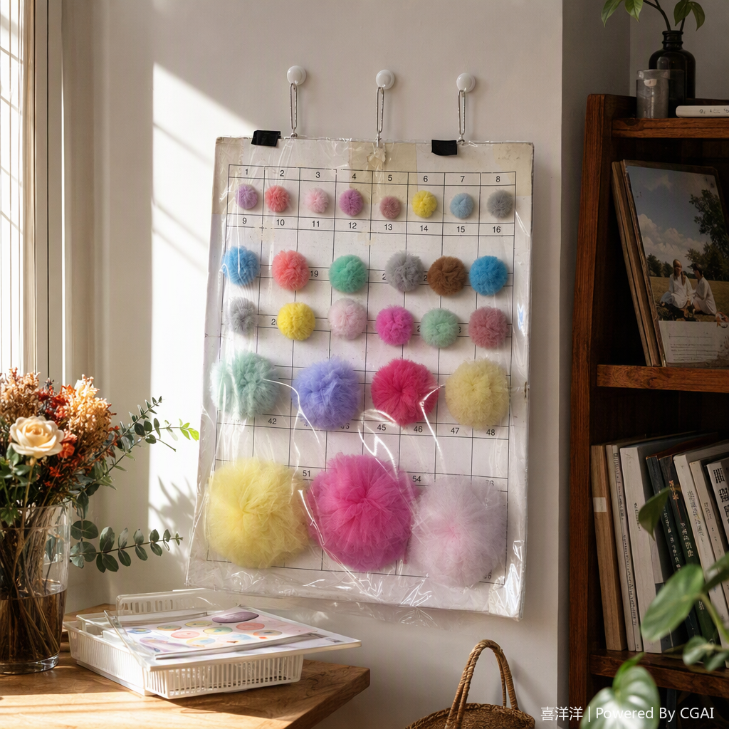 Colorful plush ball sample color card, multi-color, customizable DIY decorative accessories, soft plush toy material details Picture