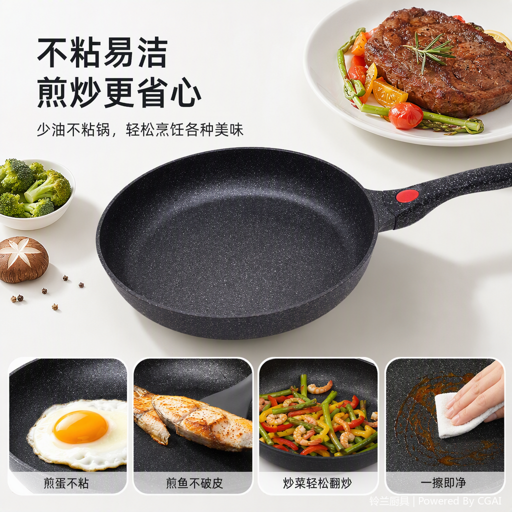المقلاة غير الملتصقة المتعددة الأغراض المنزلية هي أدوات المطبخ المنزلية اليومية Specification image