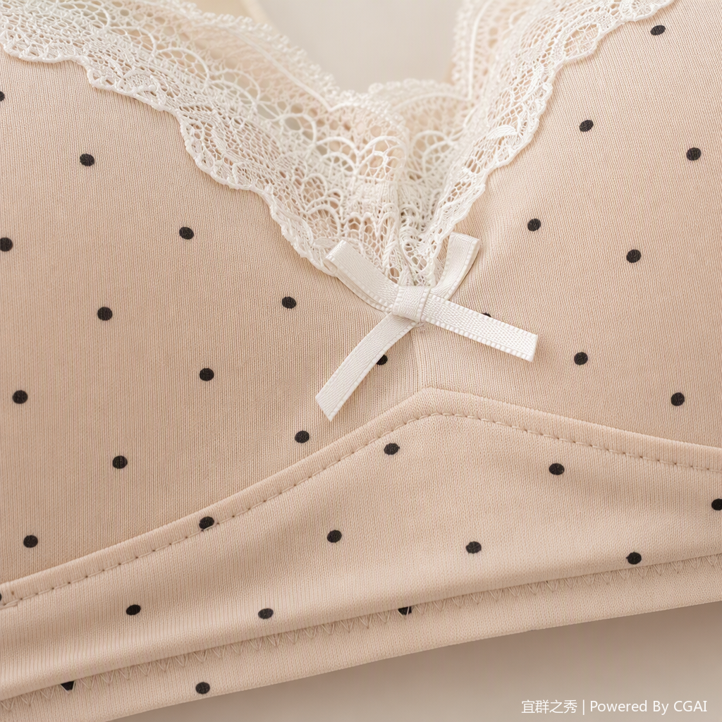 Yiqun Zhixiu beige polka dot lace bra details Picture