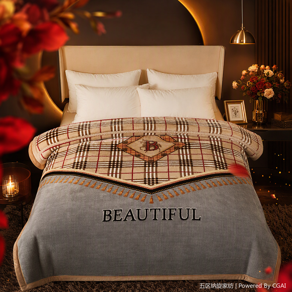 The checkered patchwork velvet blanket bedding set is soft, warm and available in multiple colors. It is a home blanket cover combination Specification image