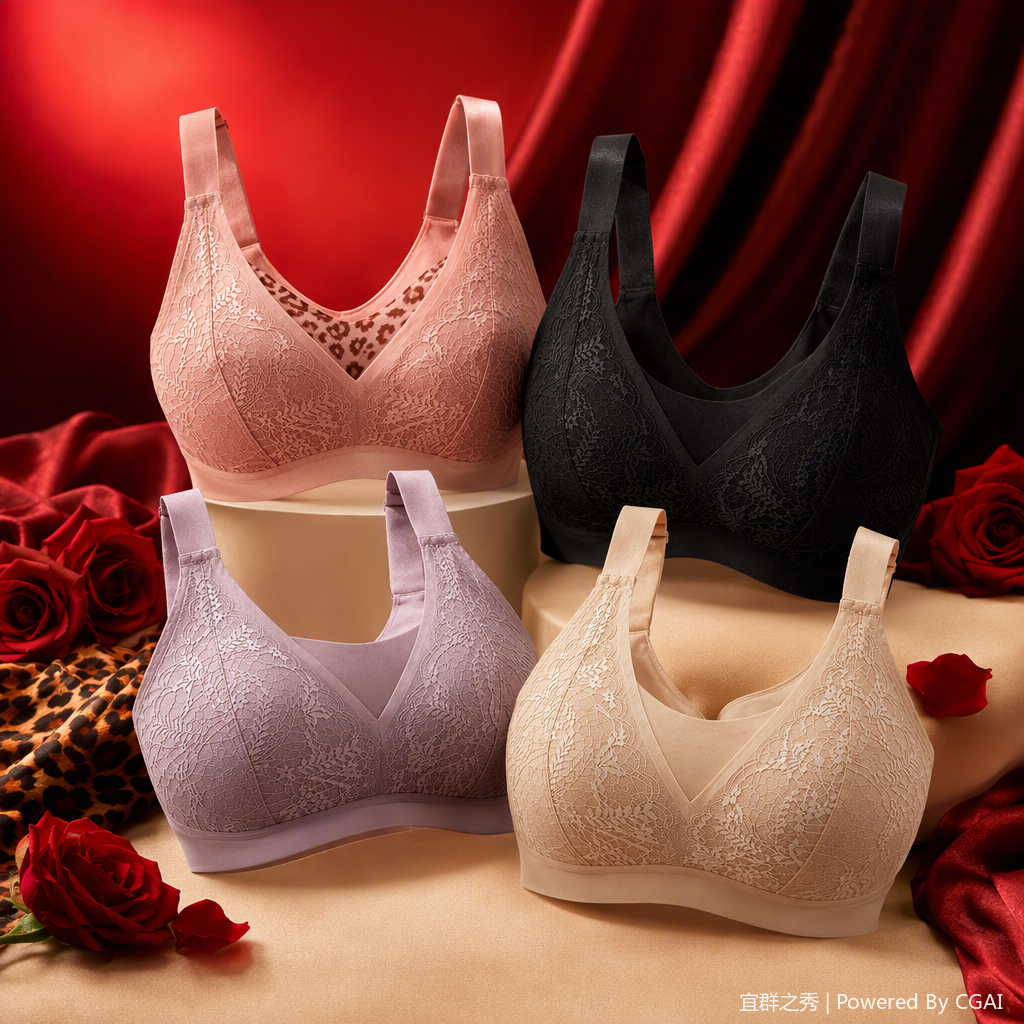 Seamless lace jelly bra: A female model showcases a comfortable, breathable, sexy and shaping lingerie that suits the group details Picture