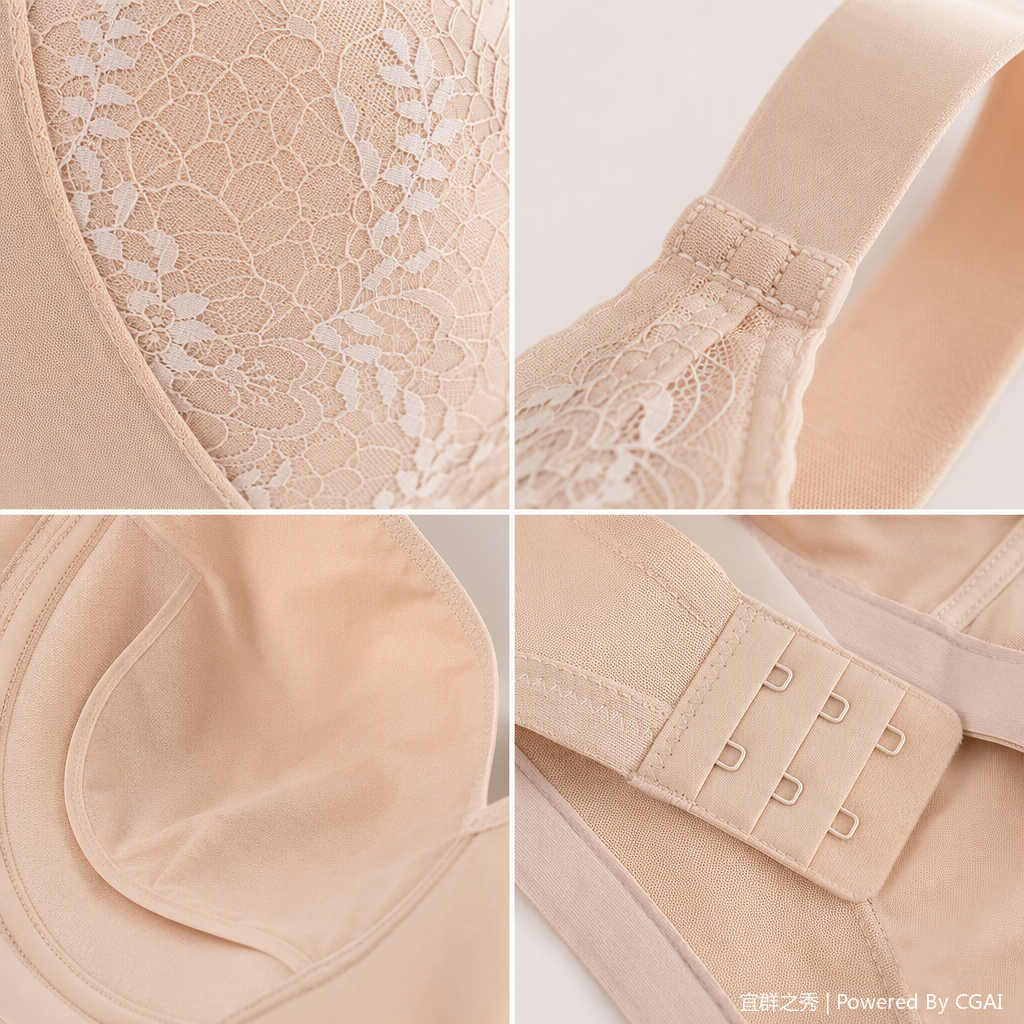Seamless lace jelly bra: A female model showcases a comfortable, breathable, sexy and shaping lingerie that suits the group Specification image