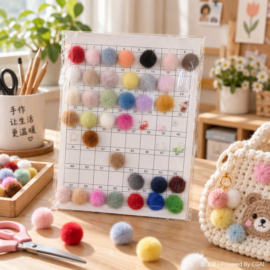 Colorful plush ball sample cards, DIY decorative creativity, free shipping details Picture