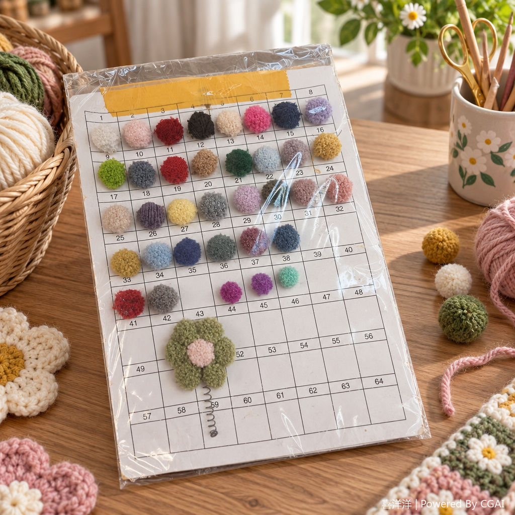 Colorful wool ball sample cards, hand-woven DIY accessories, multi-color mixed color creative decorative items display cards details Picture