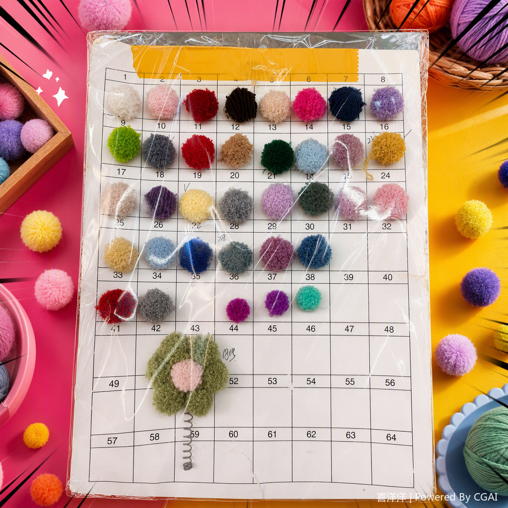 Colorful wool ball sample cards, hand-woven DIY accessories, multi-color mixed color creative decorative items display cards Specification image