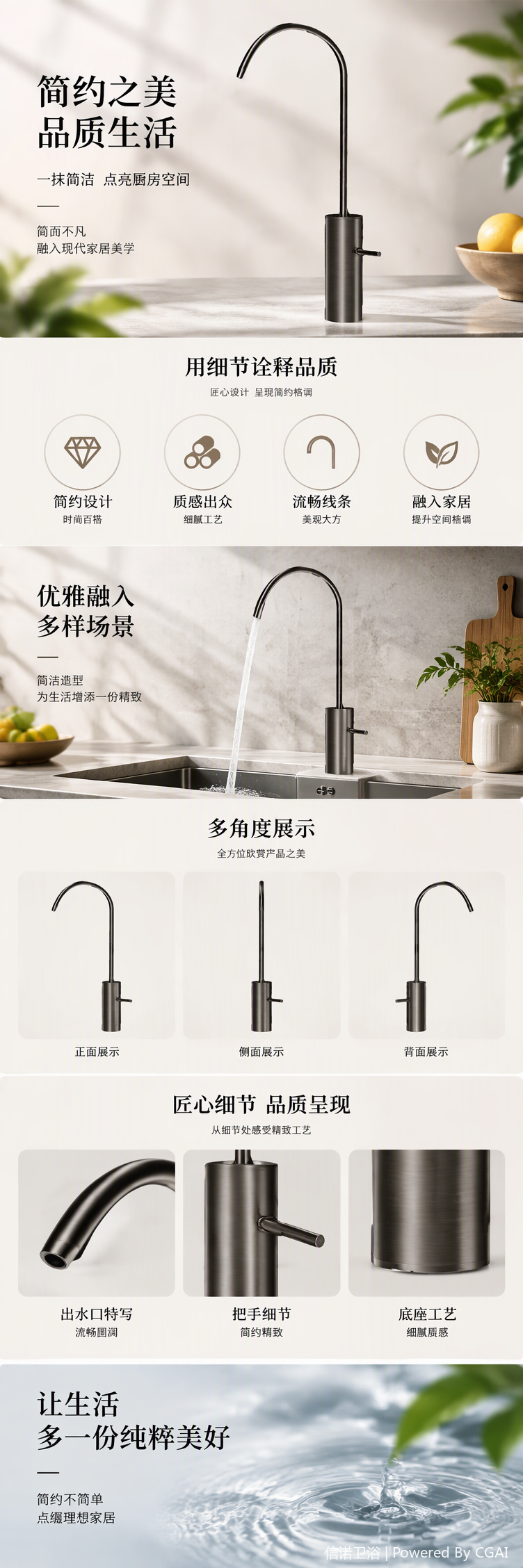 Multi-functional kitchen and bathroom faucet, cold and hot water faucet, stainless steel leak-proof home decoration hardware accessories pic 1
