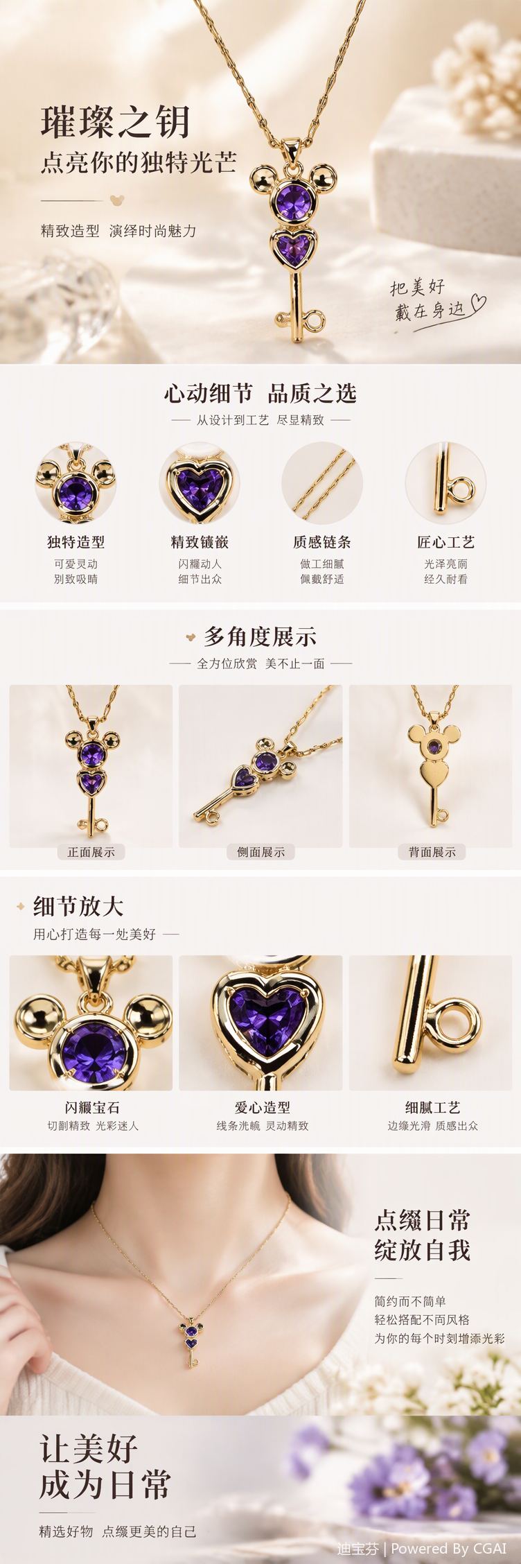 The golden key-shaped pendant necklace is fashionable, simple and versatile. It is a perfect accessory gift for girls, students and couples pic 1