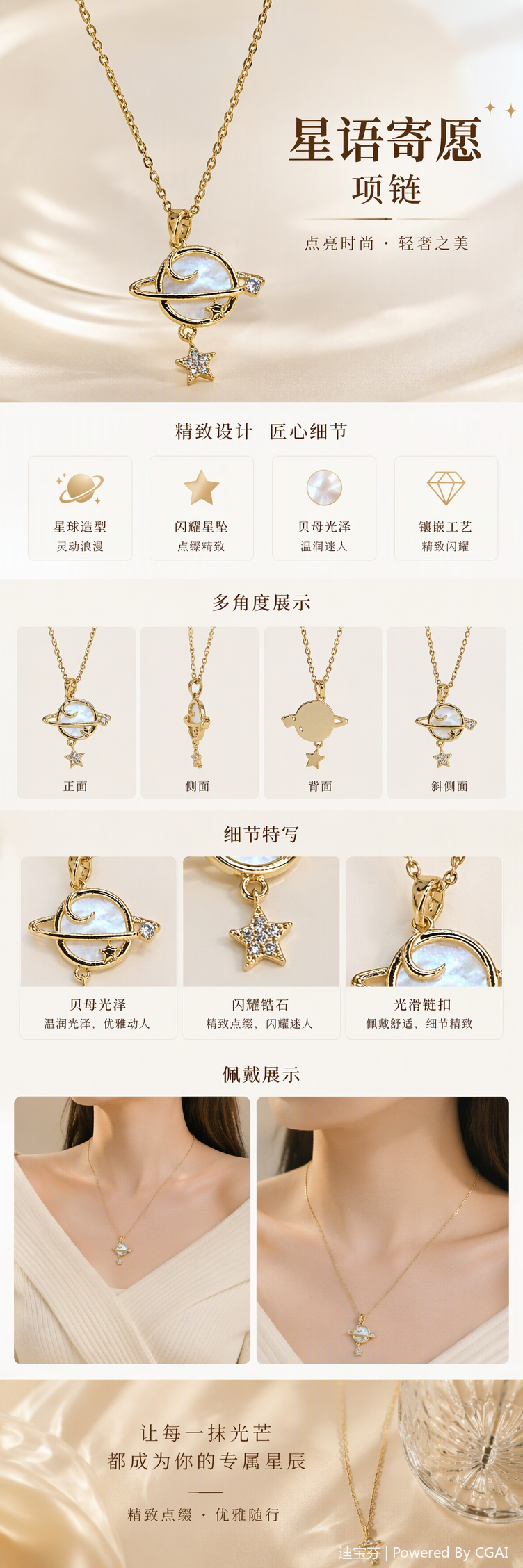 A simple and fashionable necklace in the shape of a golden planet, a personalized and trendy accessory gift for female student couples pic 1
