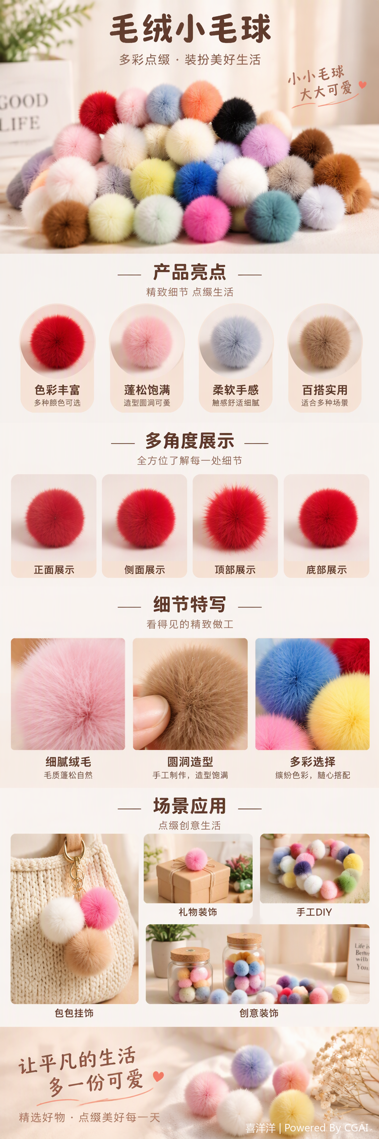Colorful plush ball sample cards, DIY decorative creativity, free shipping pic 1
