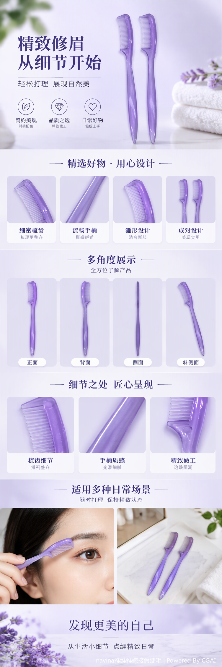 Professional multi-functional eyebrow brush makeup tool, delicate, soft, natural eyebrow shaping, portable and long-lasting makeup product pic 1