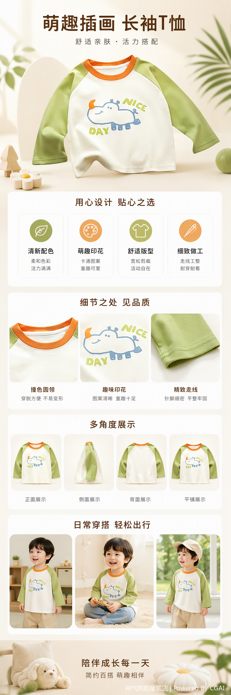 Lindo dibujo animado estampado niños algodón camiseta primavera verano nuevo bebé bebé niños casual top moda pic 1