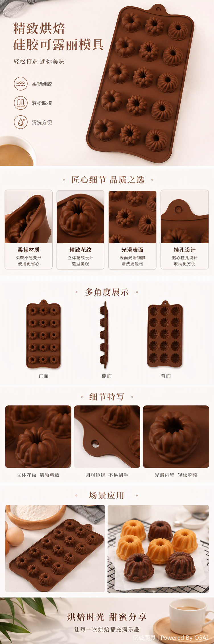 Multi-functional silicone cake molds, baking utensils, baking tools, kitchenware, baking molds, high-temperature resistant and easy to demold pic 1