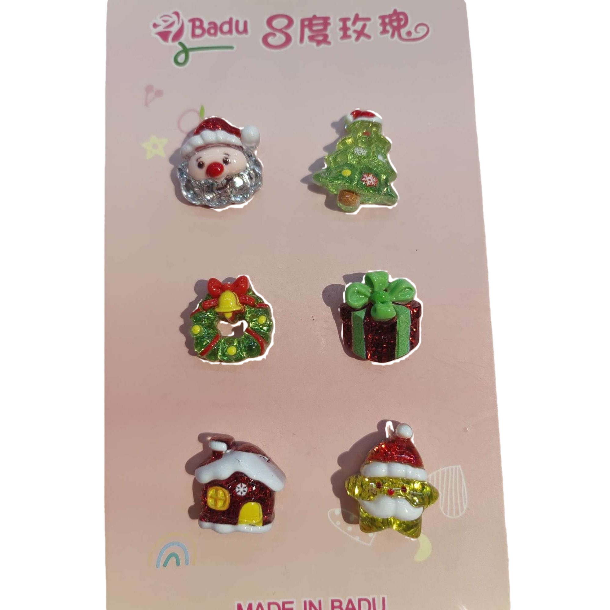 Badu brand 8 degrees rose collection set de tarjetas navidad tema resina decoración accesorios regalos creativos artículos de decoración Item Picture