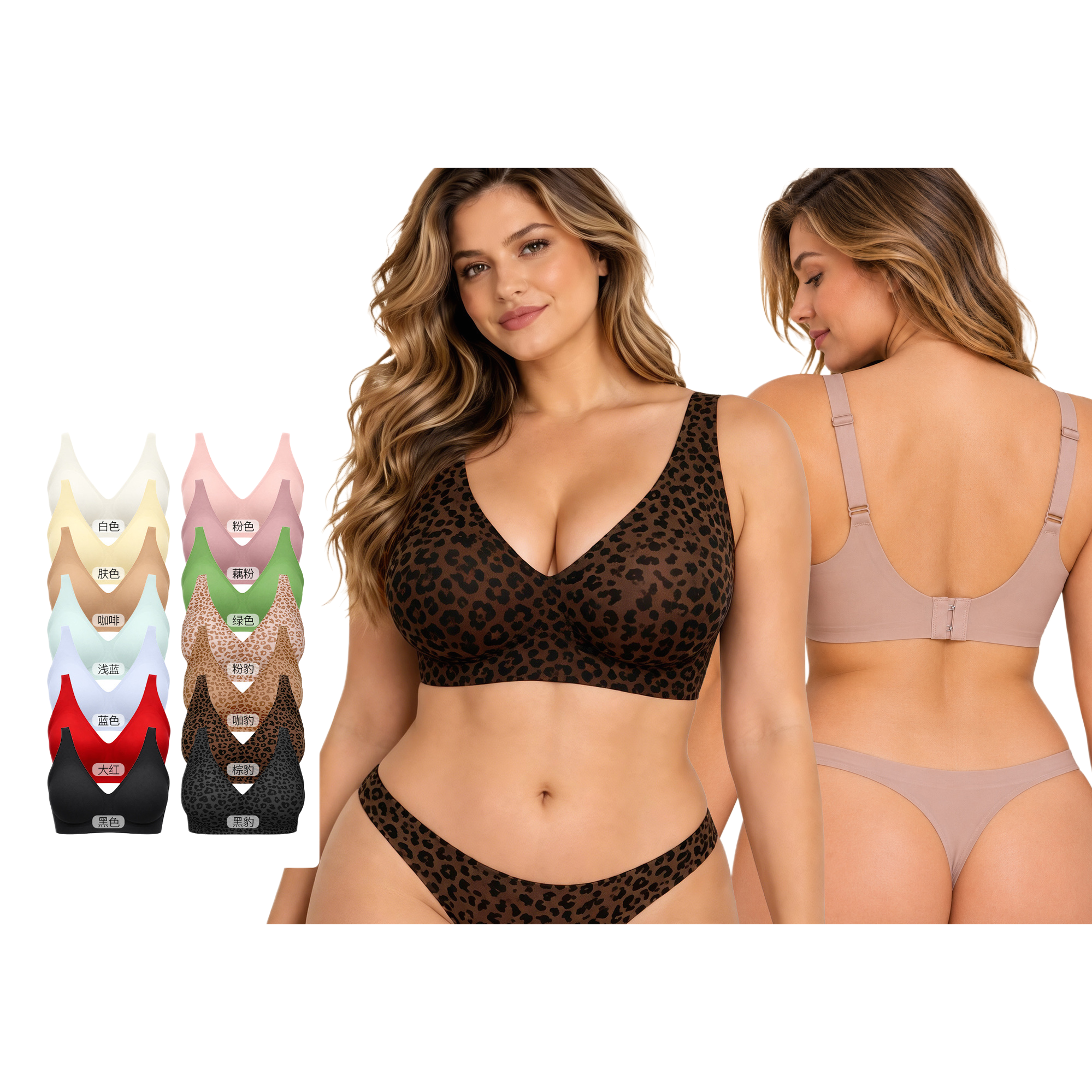Moda leopardo encaje sexy sujetador ropa interior colgada cómoda mujer interior respirable estilo diverso conveniente para el grupo mostrar
