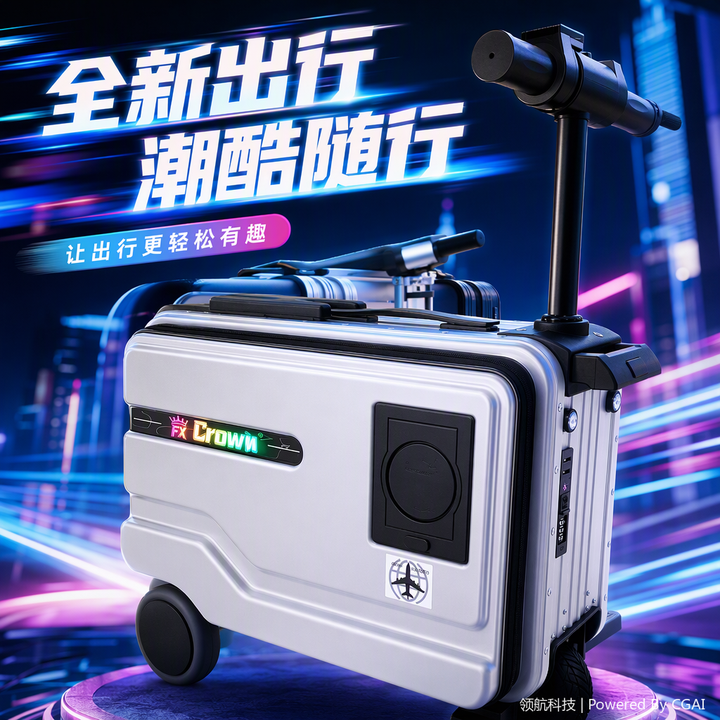 Maleta de viaje eléctrica de 20 pulgadas embarcable portador portador pull stick case con USB recargable dazzle light password travel case