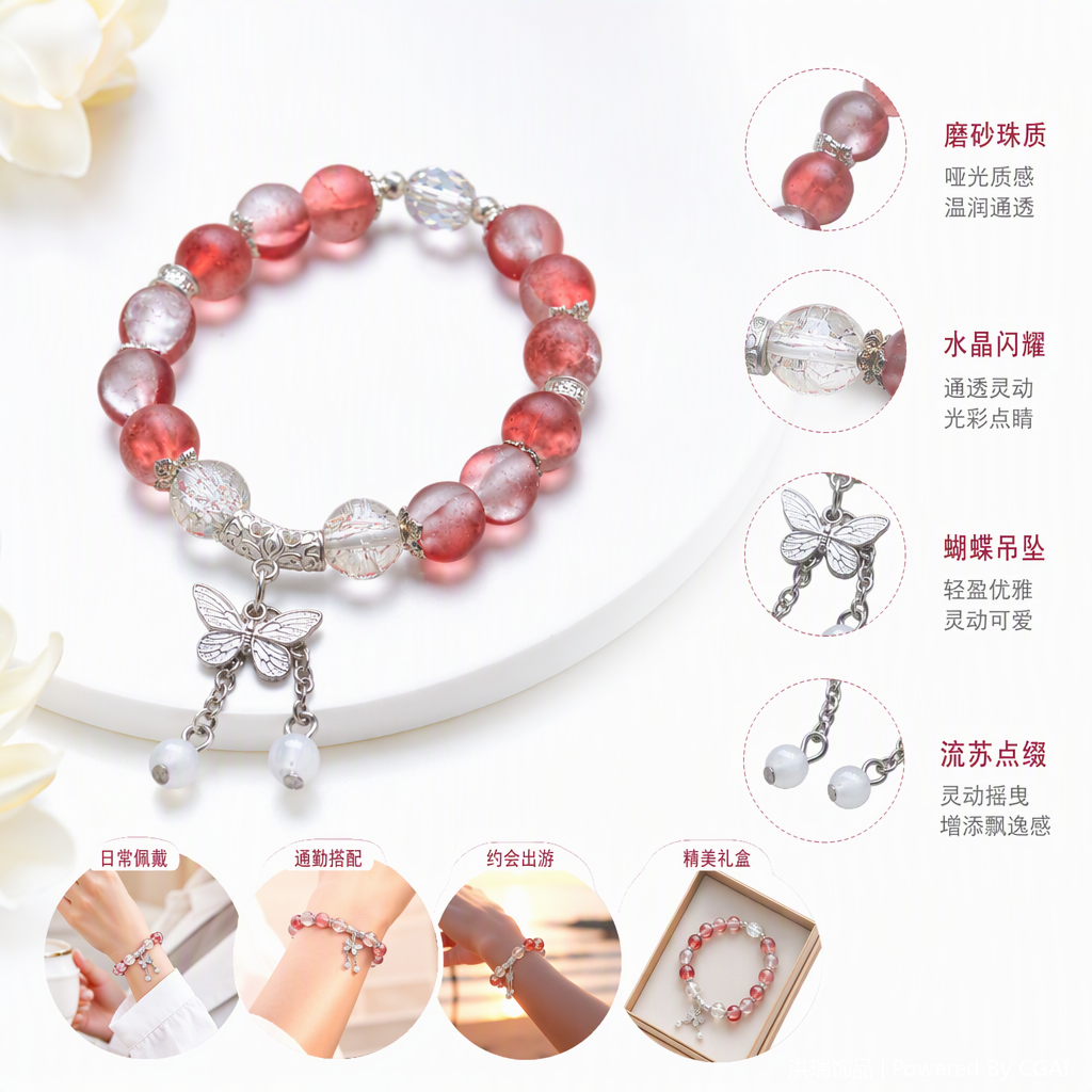 Pulsera de cadena de perlas rosa de moda para mujeres simple dulce estudiante mano decoración pareja pulsera regalo para las niñas