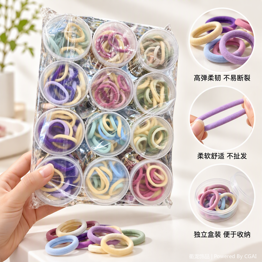 多色发圈套装少女韩版发饰头发绑扎发绳发饰发束发夹发带组合