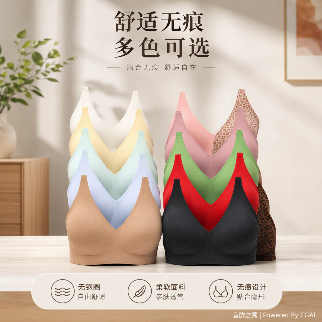 时尚豹纹蕾丝性感文胸舒适聚拢内衣女士内搭透气款式多样