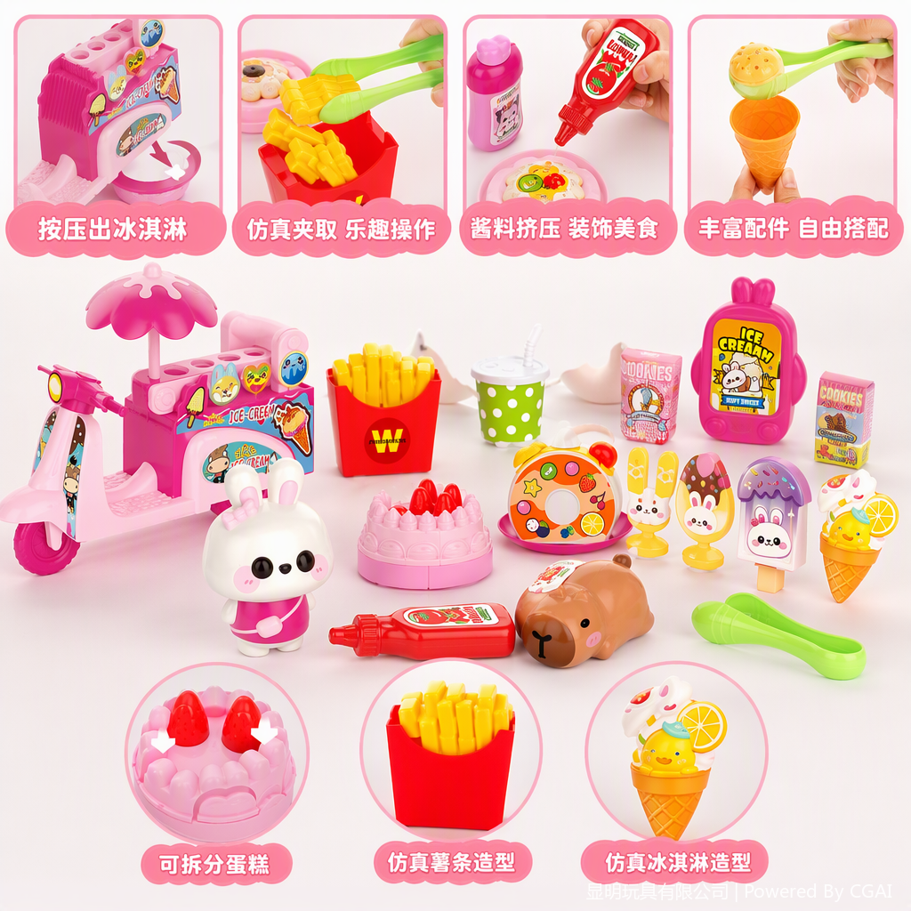 Summer Sweet Ice Stall Ice Cream Series Children's House Play toy set, Fun simulated kitchen toys, educational and early education gifts