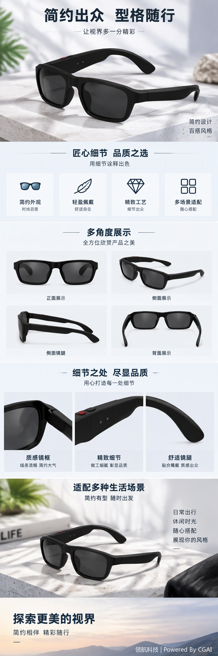 Gafas inteligentes multifunción pantalla hd conexión bluetooth adaptación ordenador digital accesorios moda tendencia pic 1