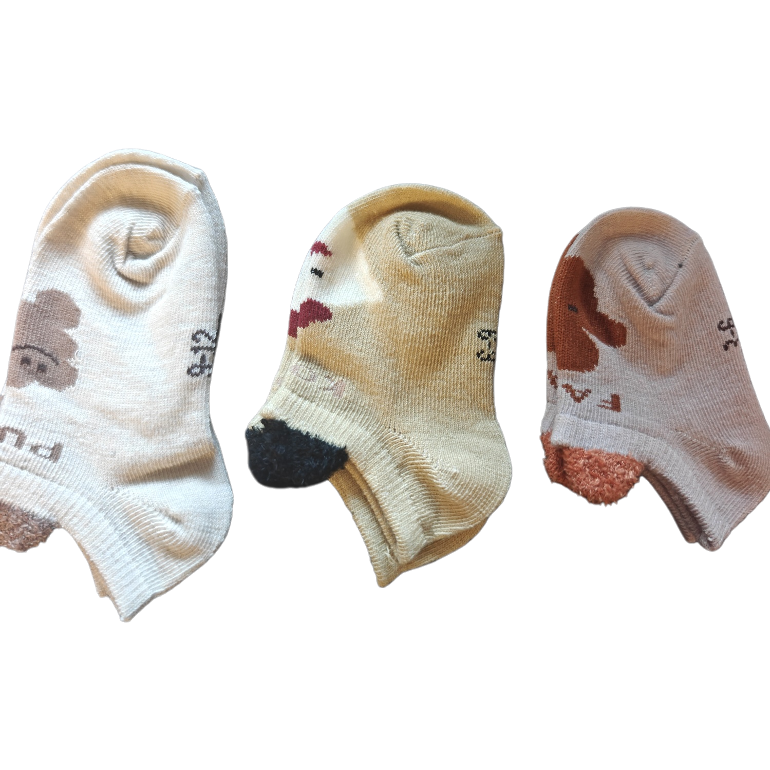 Cute cartoon pattern children's short socks, three-pair set, breathable and comfortable baby socks for spring and summer Item Picture