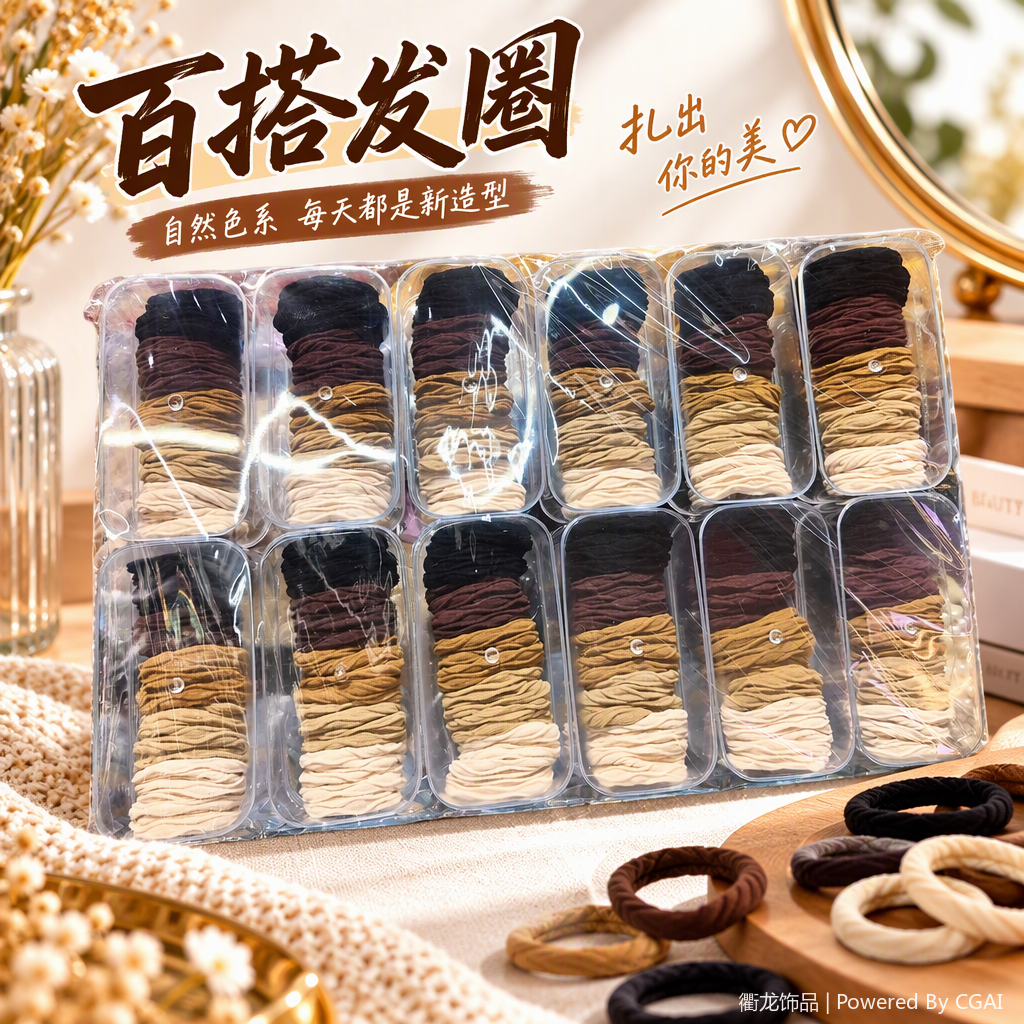 多色分层包装发圈柔软弹性发绳发饰发带多款可选时尚百搭装饰品细节图