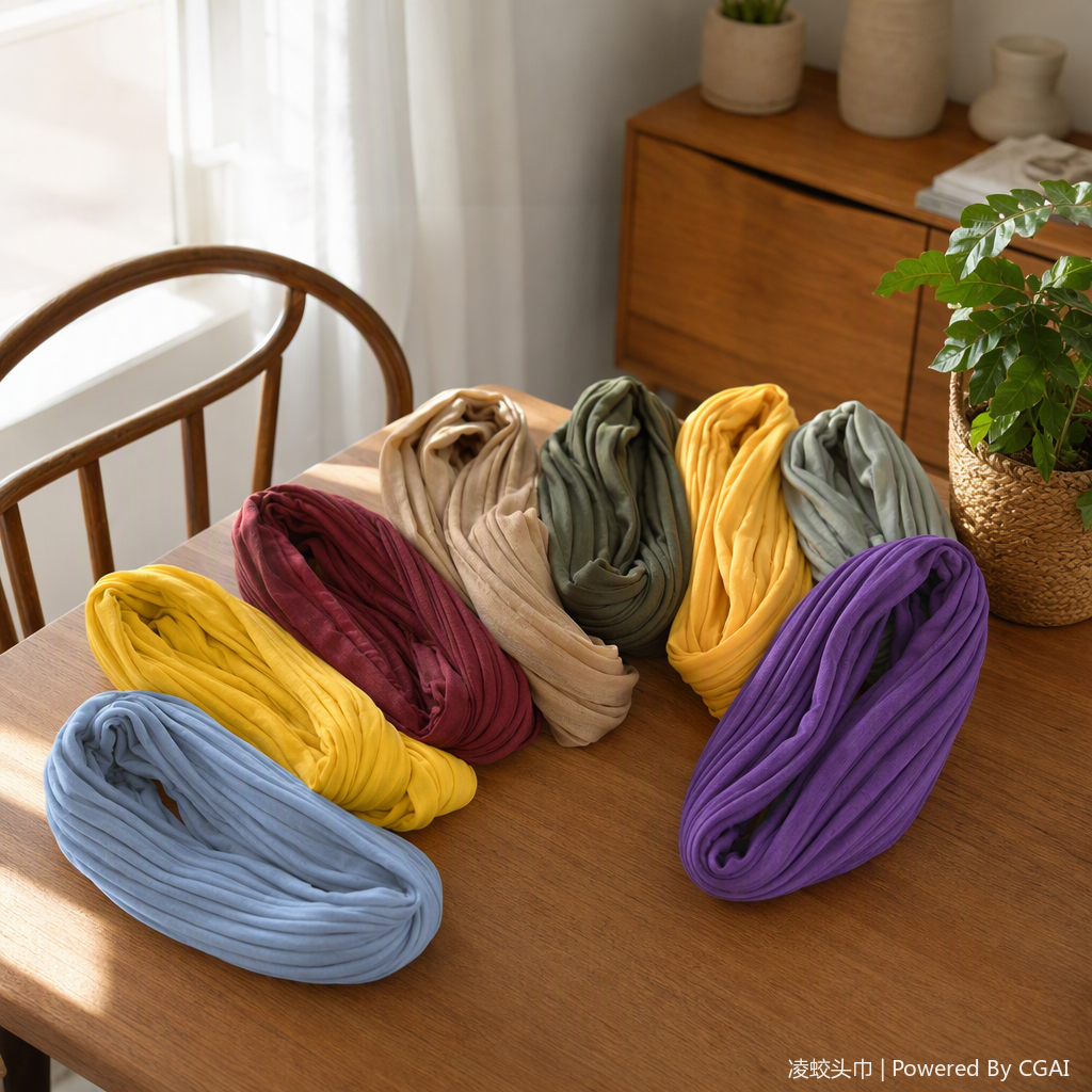 The colorful pleated fabric headscarf is a fashionable and versatile women's headwear accessory that provides sun protection and shade. It's a trendy style details Picture