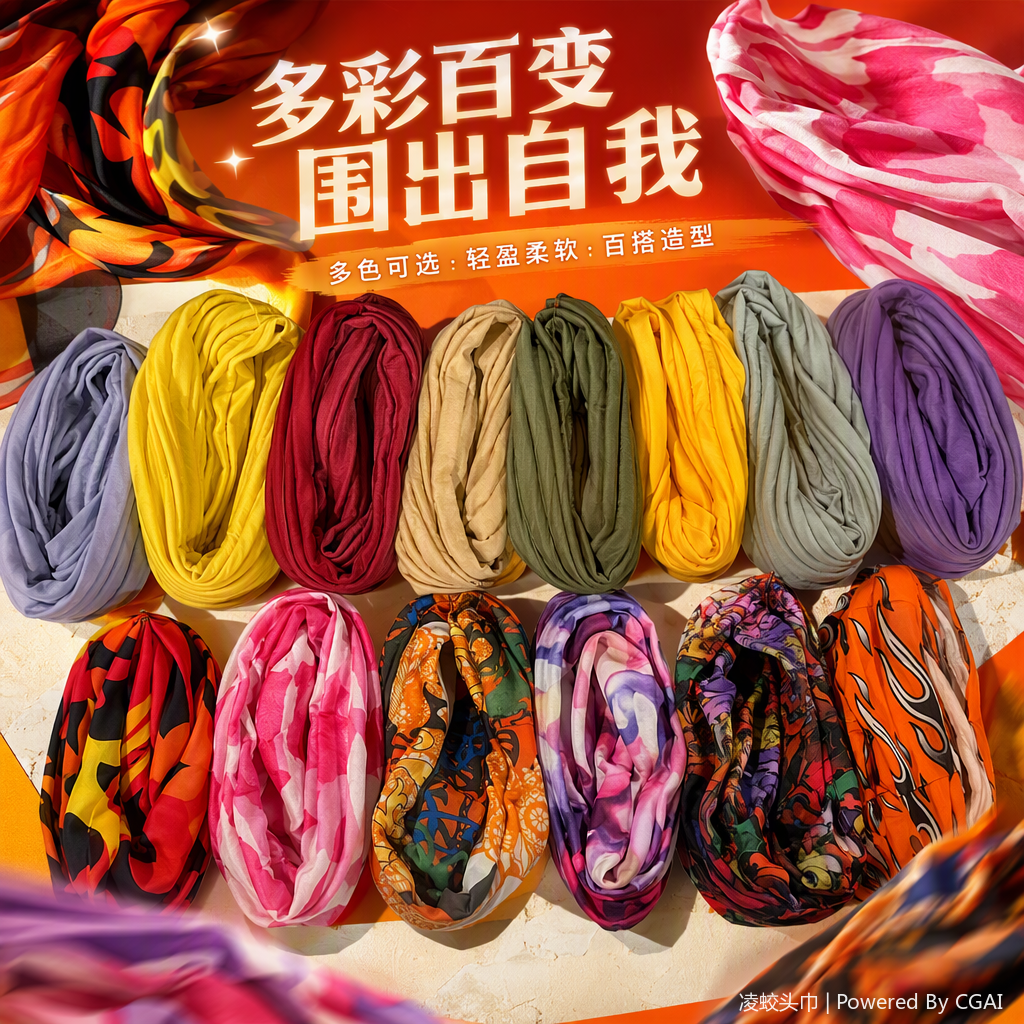The colorful pleated fabric headscarf is a fashionable and versatile women's headwear accessory that provides sun protection and shade. It's a trendy style Specification image