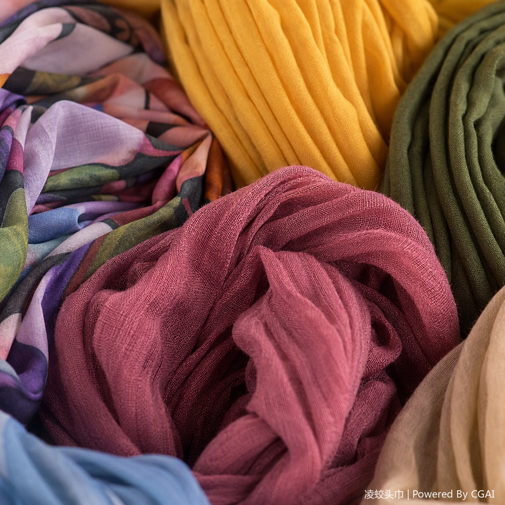 The colorful pleated fabric headscarf is a fashionable and versatile women's headwear accessory that provides sun protection and shade. It's a trendy style Application Scenario