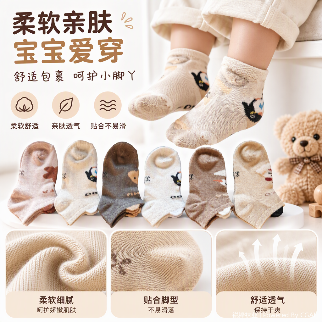 Six pairs of cute cartoon pattern children's short socks, comfortable and breathable baby socks, spring and summer children's socks set, children's socks, baby socks, children's socks, summer long pants for toddlers