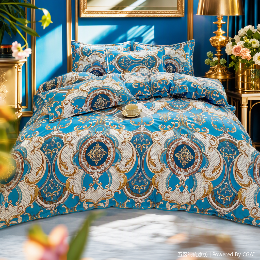Brushed bed sheet style, bedspread style, printed bedding set, pure cotton wedding bedroom bedspread, wedding room decoration bedding set, multi-piece set Specification image