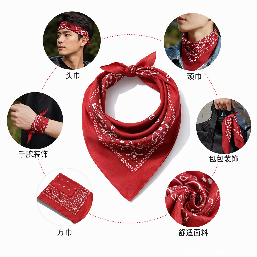 Moda rojo paisley patrón cuadrado pañuelo multiuso suave y cómodo regalo regalo