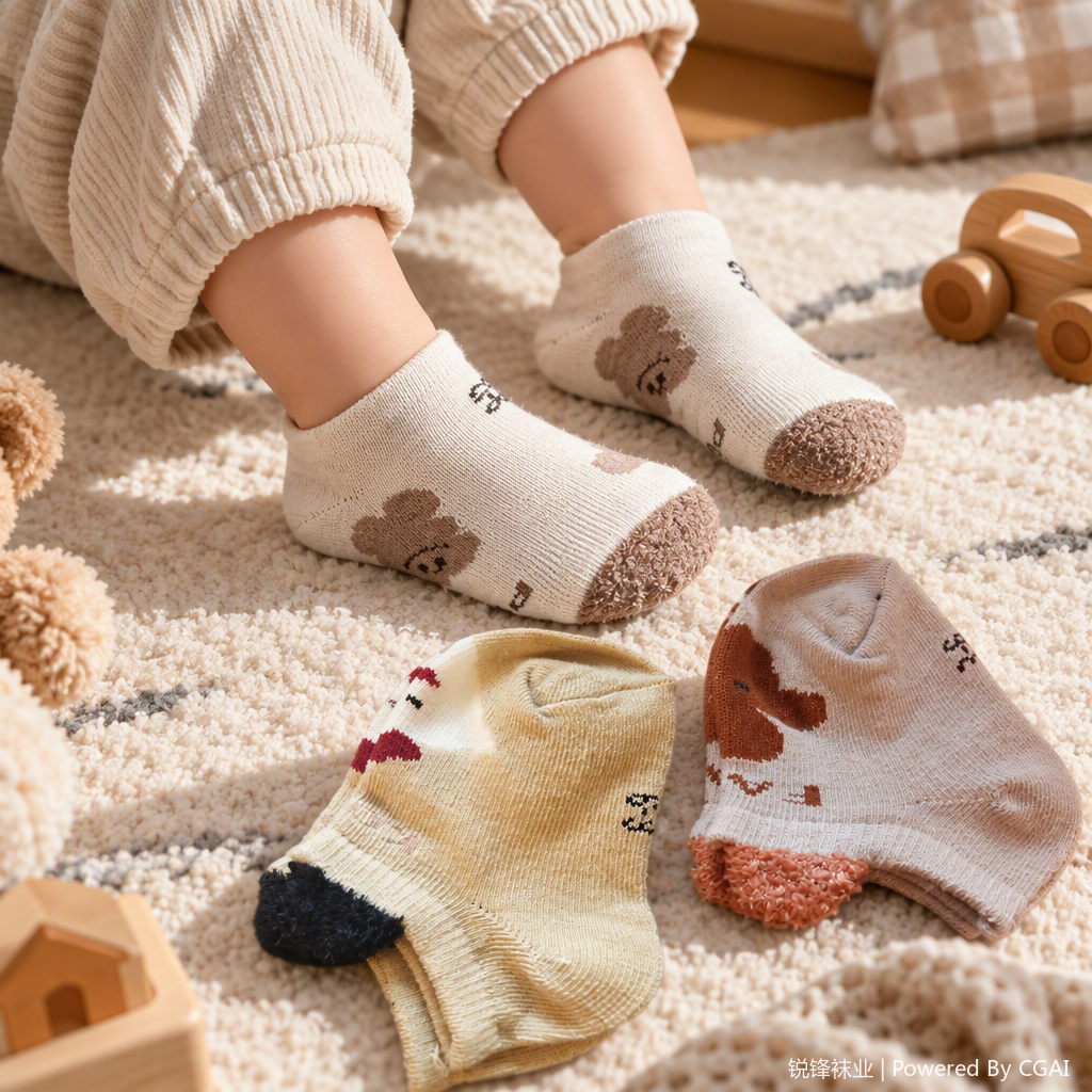 Cute cartoon pattern children's short socks, three-pair set, breathable and comfortable baby socks for spring and summer details Picture