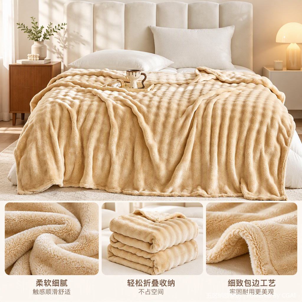 Fleece blanket thickened, warm and soft cover blanket, bed sheet blanket, winter home casual blanket, warm companion