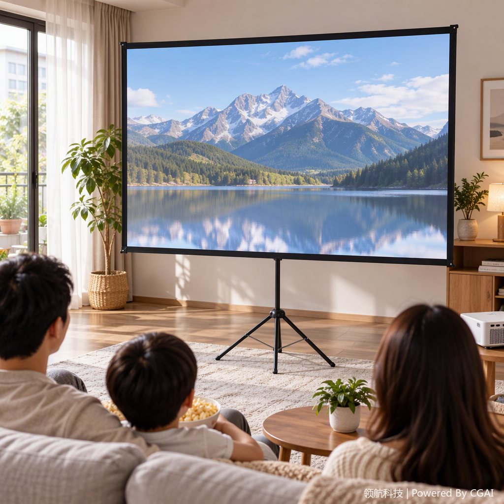 A portable multi-functional projector with a tripod for low-noise operation, viewing and data storage, and a high-definition projector projection screen details Picture