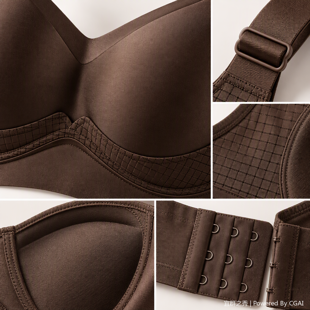 Marrón sin aro de acero reunir sujetador cómodo mujeres modelos mostrar natural shape ropa interior conveniente para el grupo mostrar pic 4
