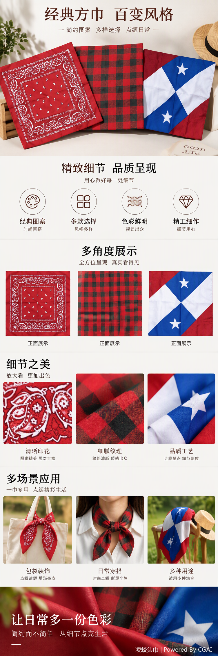 This fashionable red Paisley patterned handkerchief is versatile and multi-purpose. It is soft and comfortable, and can be given as a gift pic 1
