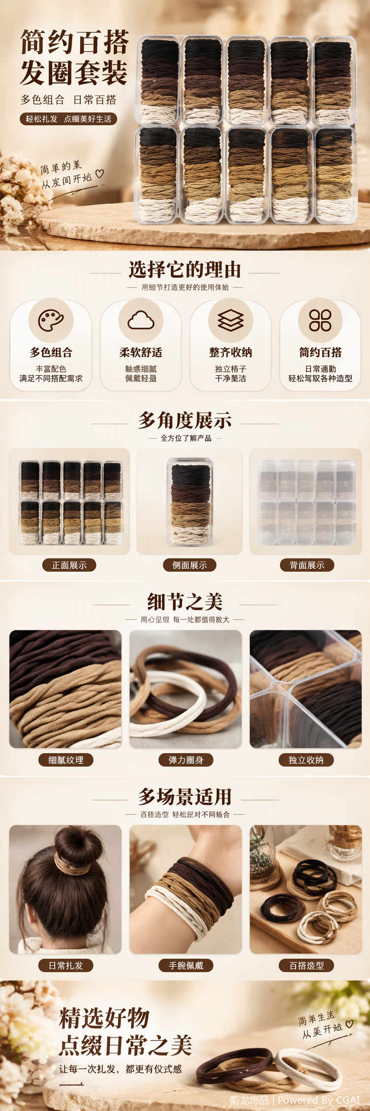多色分层包装发圈柔软弹性发绳发饰发带多款可选时尚百搭装饰品详情1